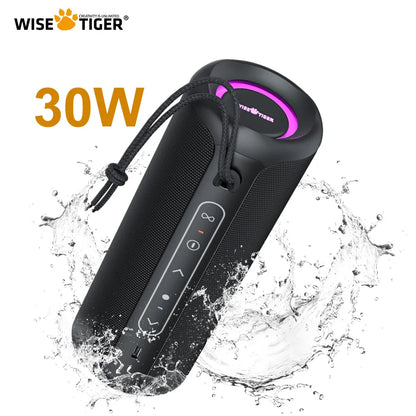 WISE TIGER P3 Portable Bluetooth Speaker – 30W, IPX7 Waterproof, 20-Hour Playtime, RGB Lights